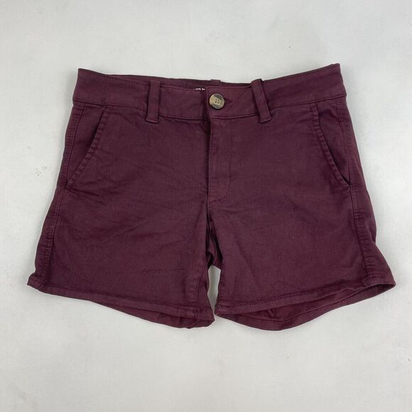 American Eagle Midi Shorts Maroon Sz 2 Super Stretch 5" Inseam 30" Waist - Picture 2 of 5